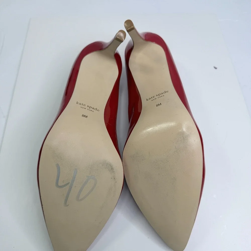 Kate Spade Red Patent Leather Pointed Toe Pumps Heels Women's Size 8M